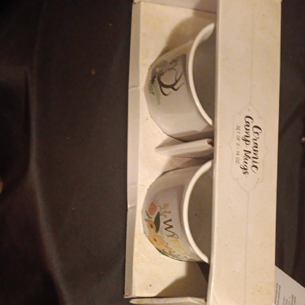 White Ceramic Camp Mugs Set